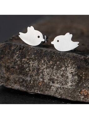Little Birds twitter style boutique titanium stainless steel stud earrings NWT